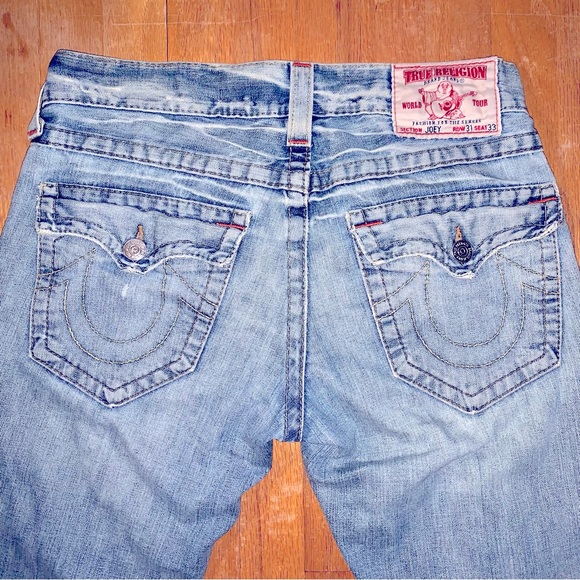 Y2K Vintage Old School Retro TRUE RELIGION Mens JOEY Straight Leg Flare Jeans